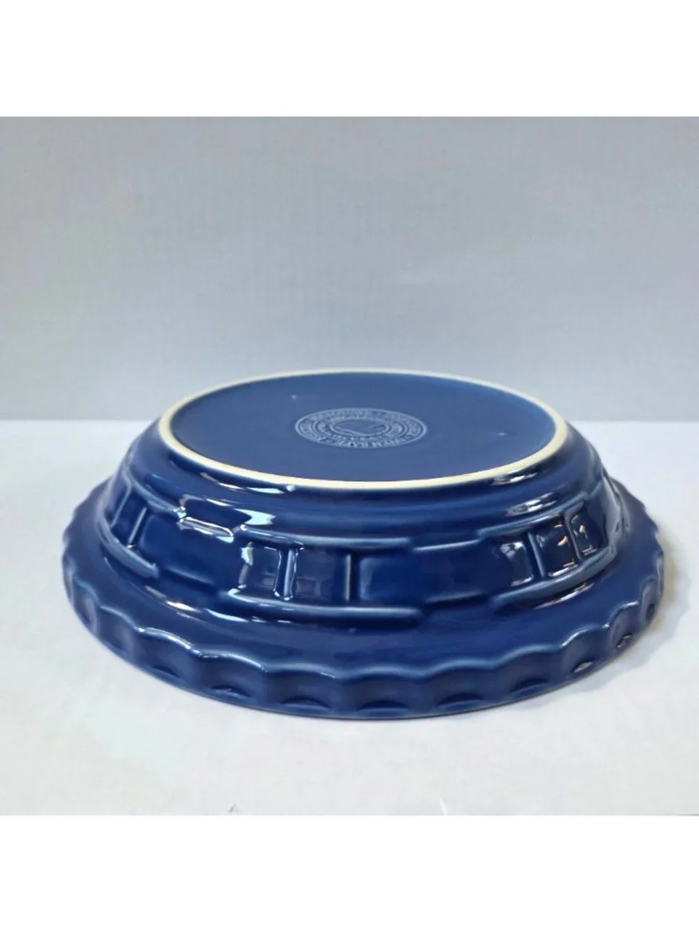 Longaberger Woven Traditions Cornflower Blue Pottery Pie Plate Dish USA Made